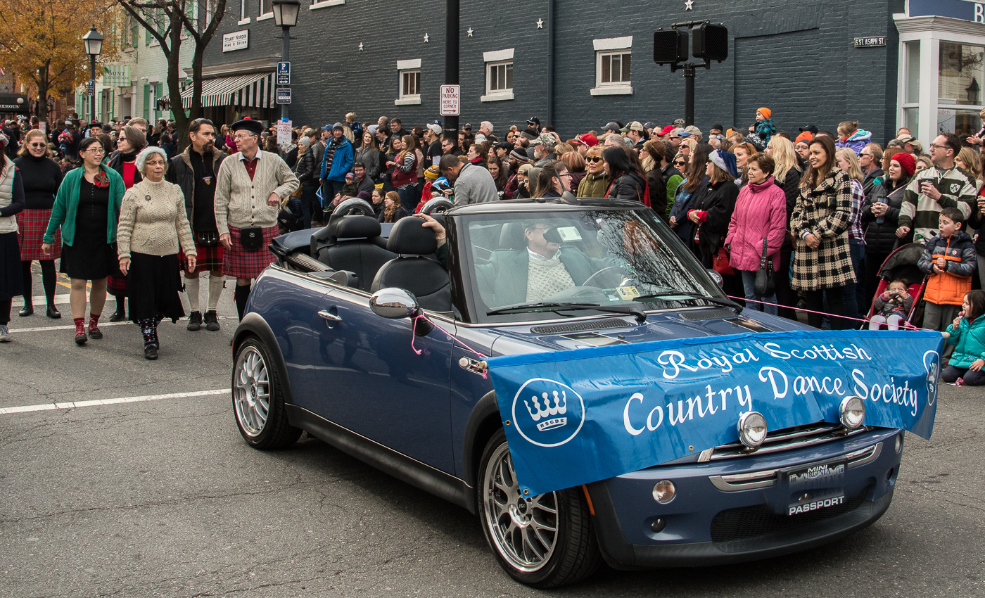 Christmas Walk Parade 2017 - dancers walking behind Jeff's car